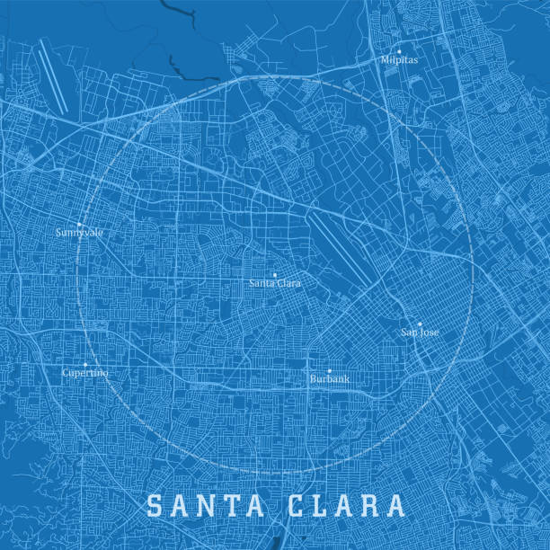 Santa Clara CA City Vector Road Map Blue Text Santa Clara CA City Vector Road Map Blue Text. All source data is in the public domain. U.S. Census Bureau Census Tiger. Used Layers: areawater, linearwater, roads. silicon valley stock illustrations