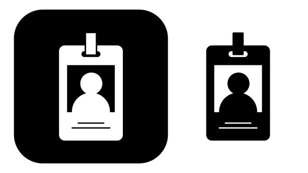 black and white name tag icons - 名牌 辦公室用品 幅插畫檔、美工圖案、卡通及圖標