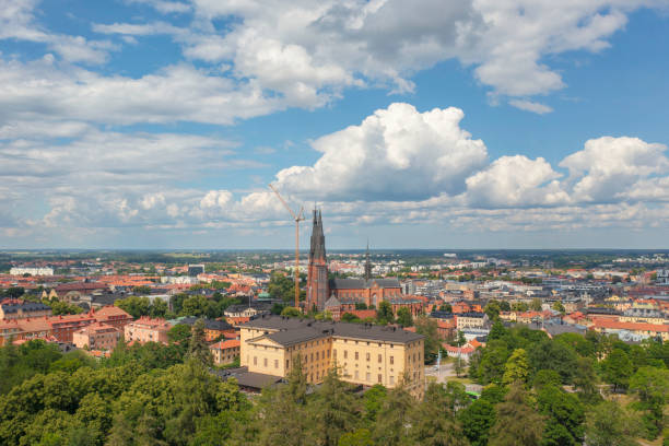 la ville d’uppsala en été - uppsala cathedral photos et images de collection