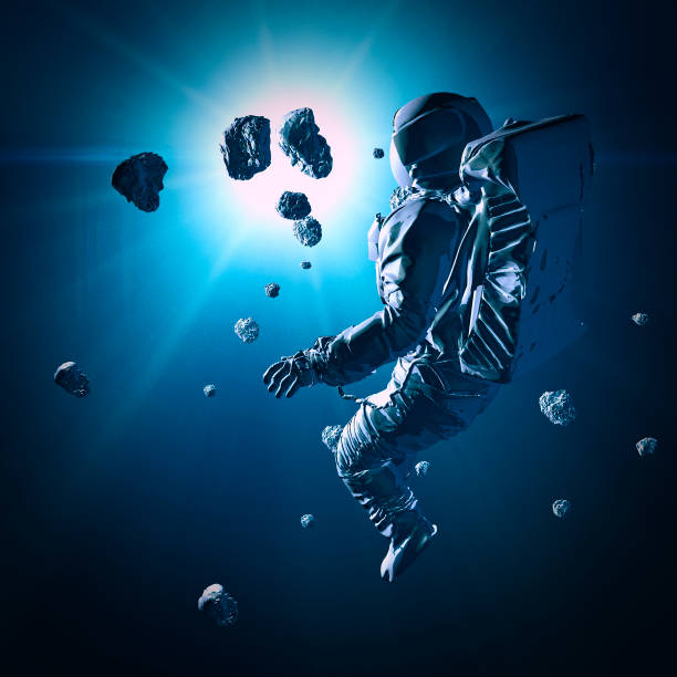 istock Astronaut floating in space. New worlds and unexplored galaxies. Asteroids and planets 1353884217