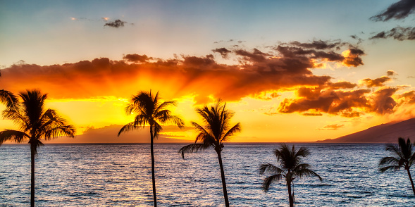 Sunset from Wailea looking toward west Maui