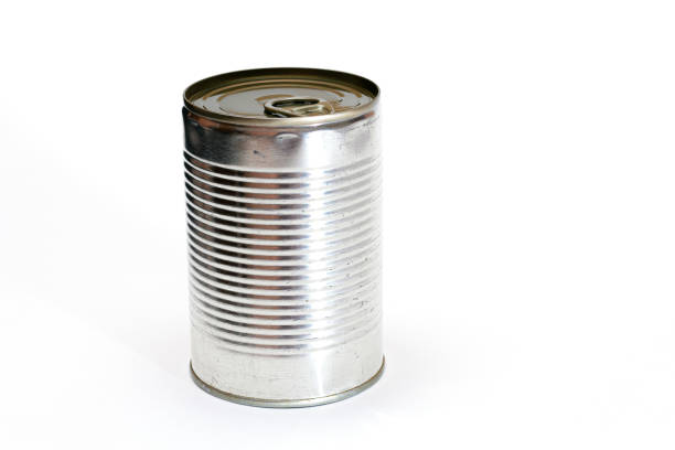 istock Unopened Tin Can with Blank Edge on White Background 1353887242