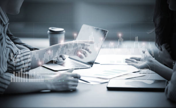 istock Business Team Working Startup modern Office.Global Strategy.Innovation Graphs Interfaces.Analyze market stock. 1353889218