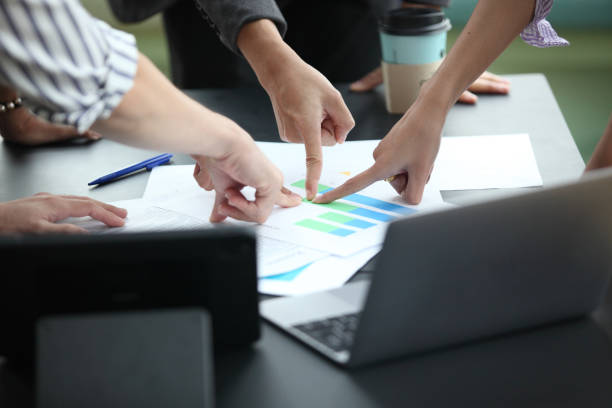 istock Business Team Working Startup modern Office.Global Strategy.Innovation Graphs Interfaces.Analyze market stock. 1353889225
