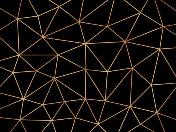 istock Gold line mosaic background. Presentation golden wallpaper, diamond styling. Geometric festive texture, business card tidy vector template 1353890321