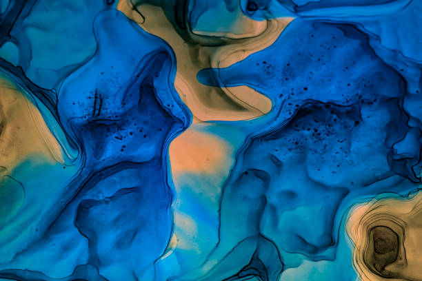 istock Abstract color background, hand drawn alcohol painting, liquid ink technique 1353893271
