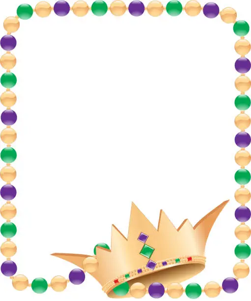 Vector illustration of Mardi Gras Beads and Crown