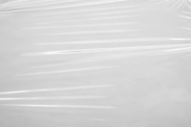 istock White transparent plastic film wrap texture background 1353899464