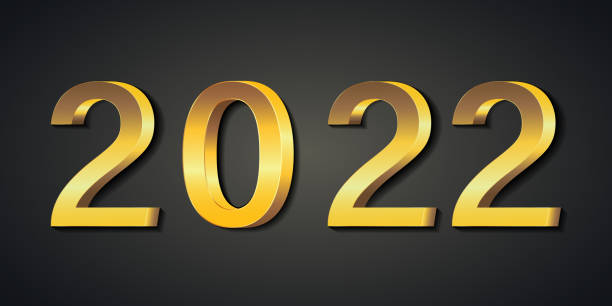 istock Black and golden shiny 2022 New Year web banner. Isolated vector illustration. 1353906128