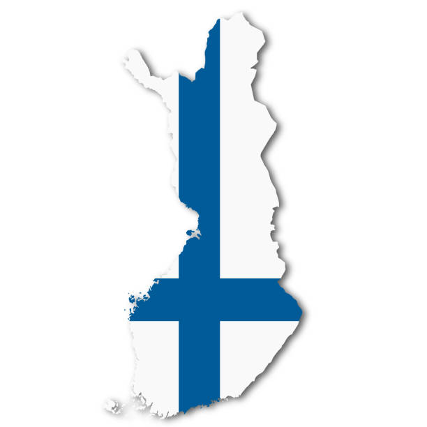 finnland-karte auf weißem hintergrund mit beschneidungspfad zum entfernen von schatten-3d-illustrationen - helsinki stock-grafiken, -clipart, -cartoons und -symbole