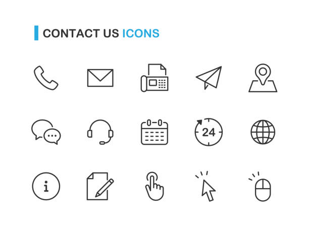 Inquiry related line drawing icon set Icons that can be used for inquiries. writing email stock illustrations