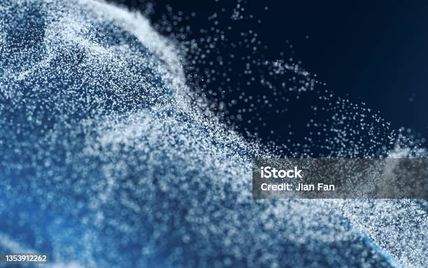 Colored Particles With Blue Background 3d Rendering Stock Photo - Download Image Now