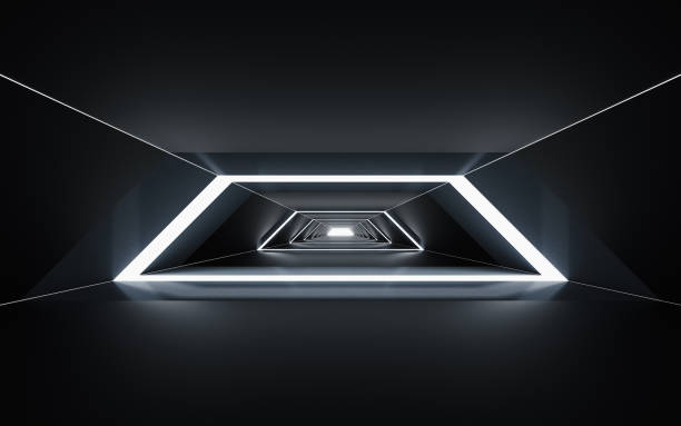 istock Black tunnel, futuristic concept, 3d rendering. 1353912420