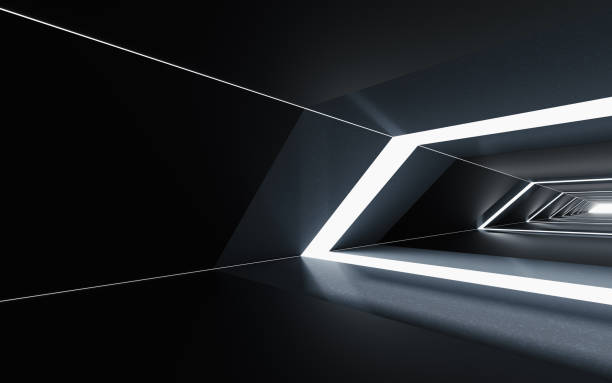 istock Black tunnel, futuristic concept, 3d rendering. 1353912422