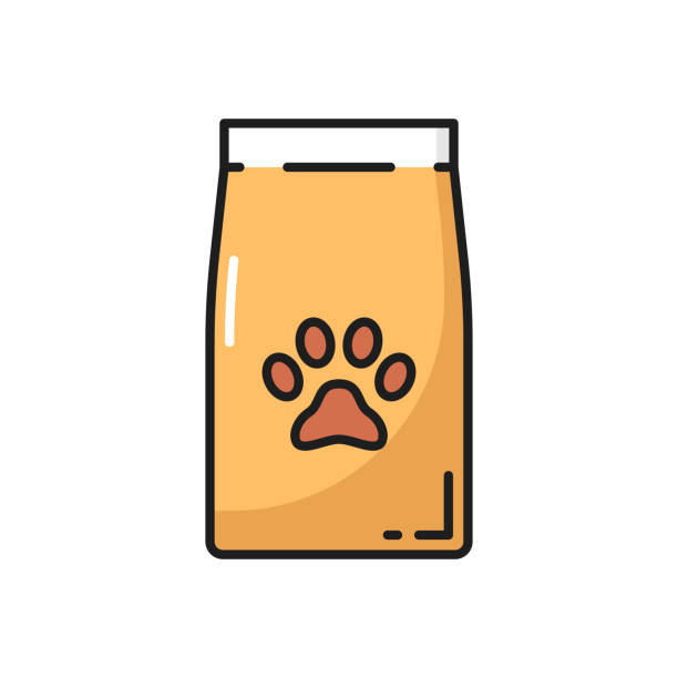illustrazioni stock, clip art, cartoni animati e icone di tendenza di pet cat dog sacchetto di cibo secco pacchetto di alimentazione isolato - tame