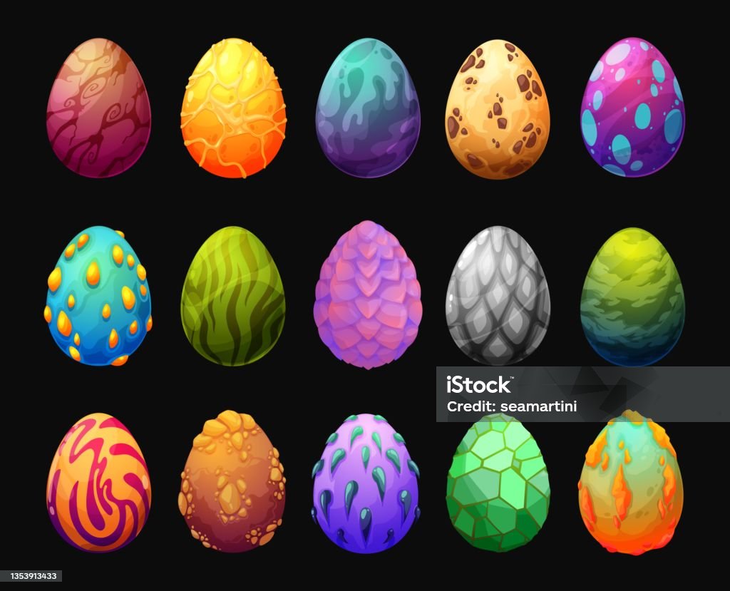 Cartoon Dragon Eggs Fantasy Game Vector Asset Stock Illustration - Download  Image Now - Dragon, Easter Egg, Cartoon - iStock