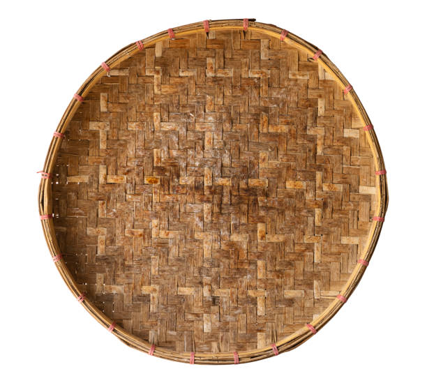 istock Top view , Bamboo wicker basket isolated on white background 1353914481