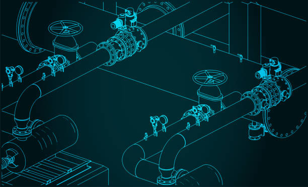 ilustracja rur i zaworów - water system stock illustrations