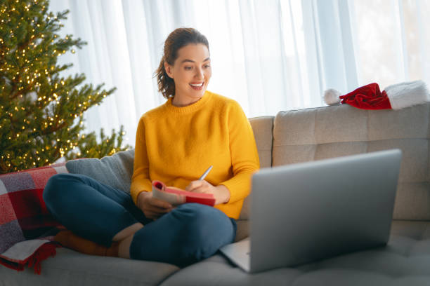 istock Woman working in home office before Christmas 1353929463