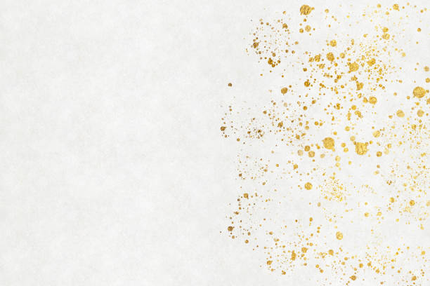 istock Background image of golden patterns on white Japanese paper 1353933888