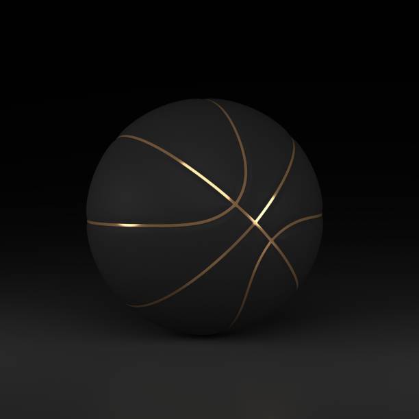 istock Black and gold elegant basketball on a dark background. 3D Render 1353936995