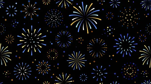 Vector illustration of Fireworks seamless background