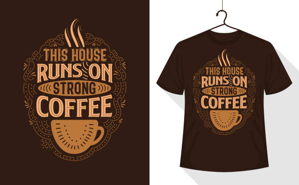 istock Coffee quotes t-shirt, this house runs on strong coffee 1353944423