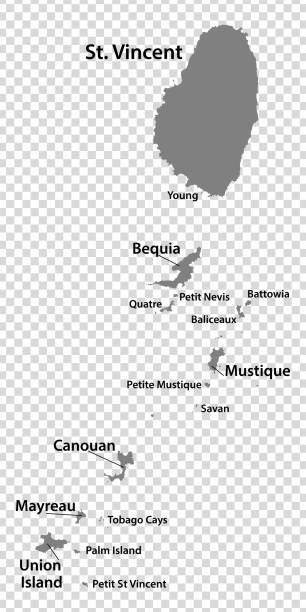 Blank map Saint Vincent and the Grenadines in gray. Every Island map is with titles. High quality map of  St. Vincent and the Grenadines  on transparent background for your  design.  Caribbean. EPS10. Blank map Saint Vincent and the Grenadines in gray. Every Island map is with titles. High quality map of  St. Vincent and the Grenadines  on transparent background for your  design.  Caribbean. EPS10. saint vincent and the grenadines stock illustrations