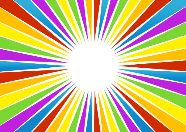 Illustration of abstract rainbow-colored concentrated lines