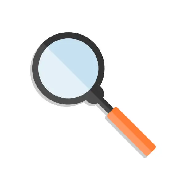 Vector illustration of Magnifying glass, loupe. Magnifying glass icon in flat design isolated on white background. Vector.