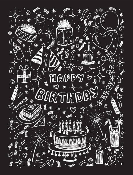 wszystkiego najlepszego czarny kolor - birthday birthday card cake cupcake stock illustrations