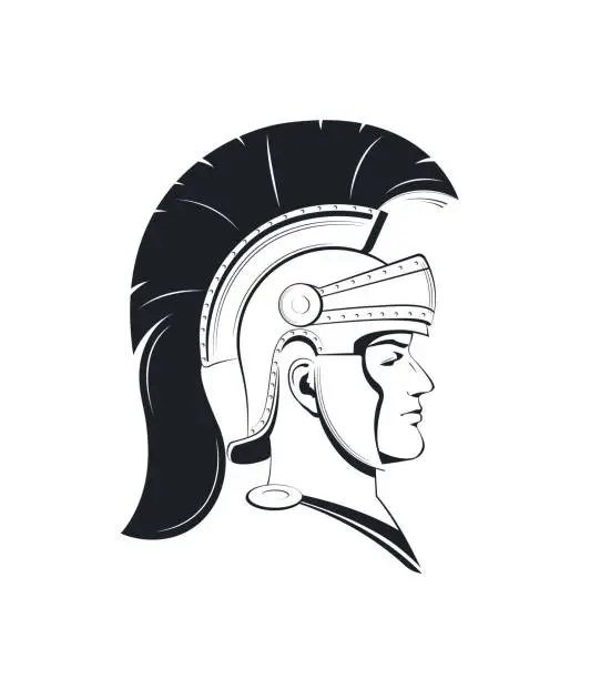Vector illustration of Roman centurion in a helmet with crest