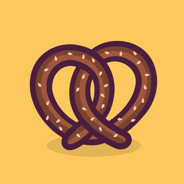 ilustraciones, imágenes clip art, dibujos animados e iconos de stock de pan pretzel suave con semilla de sésamo. - pretzel sesame vector snack