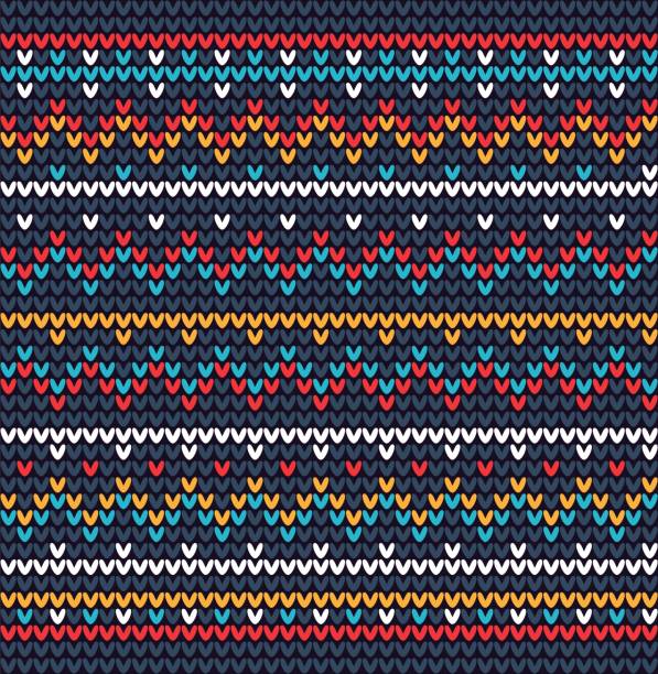 вязаный народный орнамент. бесшовный вязаный фон - knitting vertical striped textile stock illustrations
