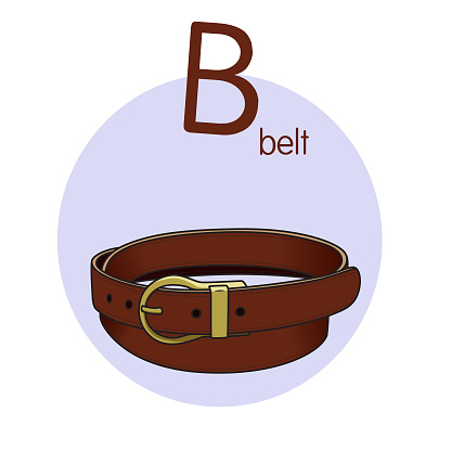 Vector illustration of Belt with alphabet letter B Upper case or capital letter for children learning practice ABC