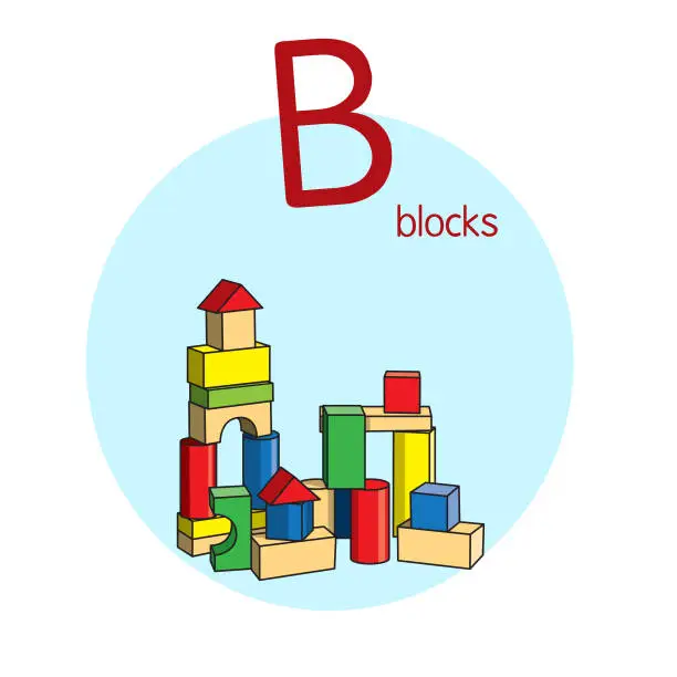 Vector illustration of Vector illustration of Blocks with alphabet letter B Upper case or capital letter for children learning practice ABC