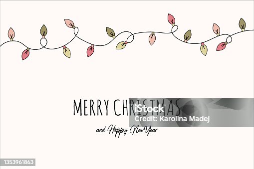 istock Christmas greeting card with festive lights. Vector 1353961863