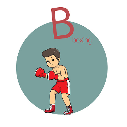 Vector illustration of Boxing with alphabet letter B Upper case or capital letter for children learning practice ABC