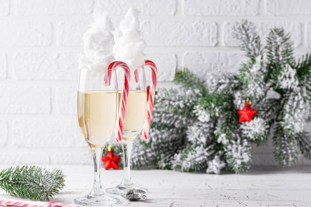 istock Champagne or prosecco with cotton candy 1353962825
