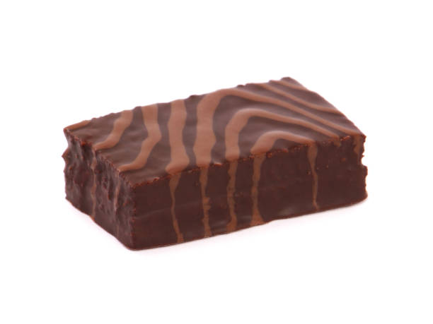 istock Chocolate cake bar isolated on white 1353964203