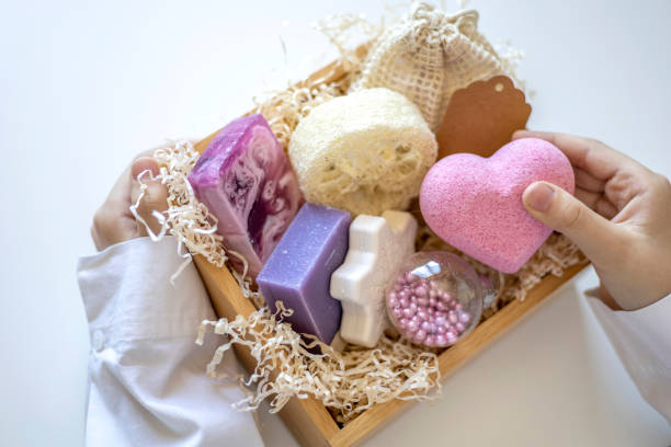 istock Preparing self care package. Seasonal gift box with plastic free zero waste products. Flat lay. Copy space 1353964340