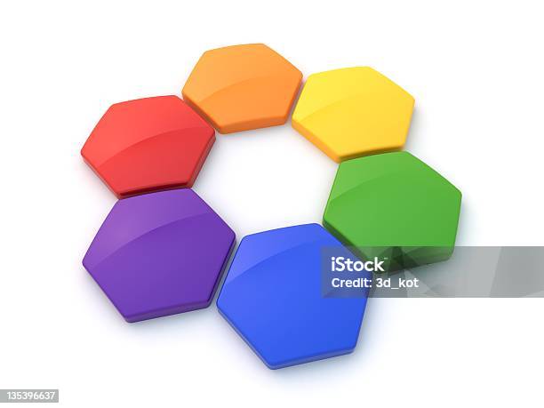 Hexagonal Сolor Wheel Stock Photo - Download Image Now - Color Wheel, Number 6, Abstract