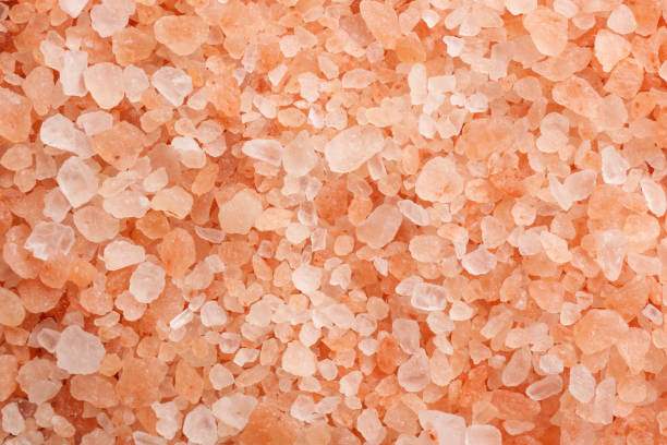 istock Pink himalayan salt as background, top view 1353968287