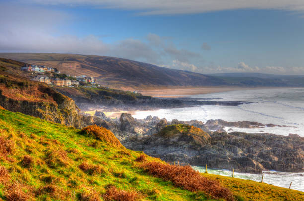 istock Devon coast in autumn Mortehoe Watersmeet Woolacombe England UK 1353968498