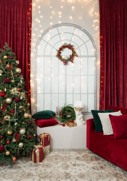 istock christmas interior glamor burgundy gold decor curtains 1353969986