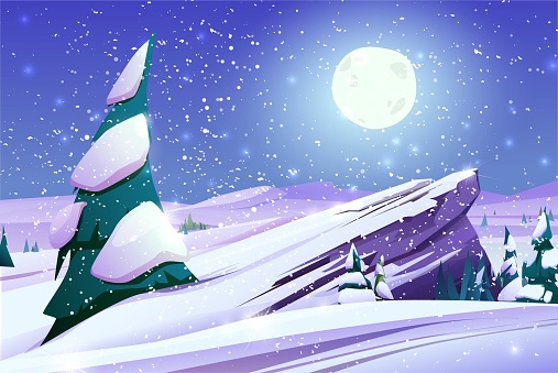 Dibujos animados nieve Moonlight vector gratis