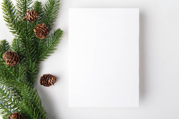 istock christmas 5x7 empty card mockup with Christmas tree twigs on a white background 1353972616