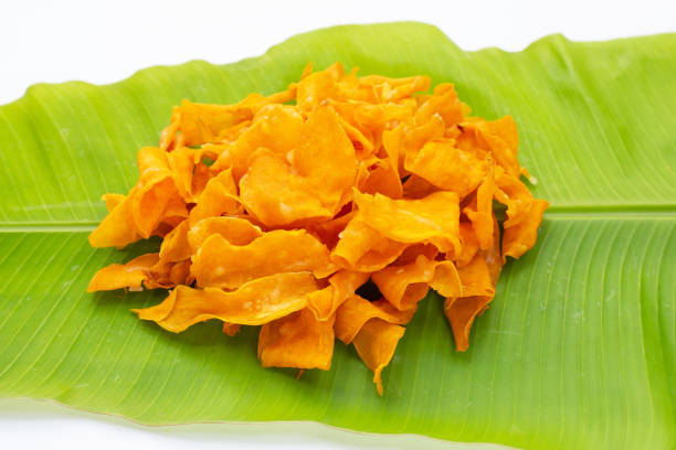 istock Sweet potato chips on banana leaf 1353973285