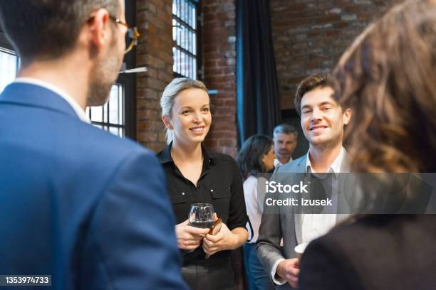 Business People During Coffee Break On Seminar Stock Photo - Download Image Now - Business, Dusk, 30-39 Years