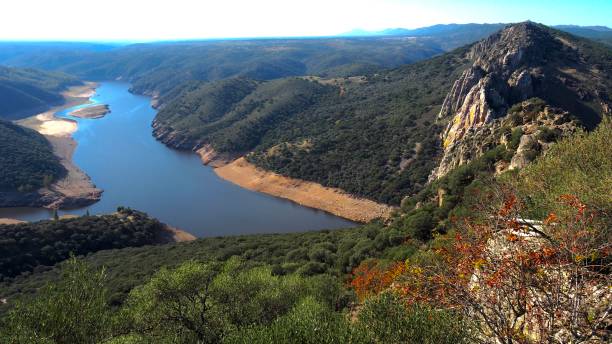 istock Tajo river passing throught Monfrague from a hill 1353976107